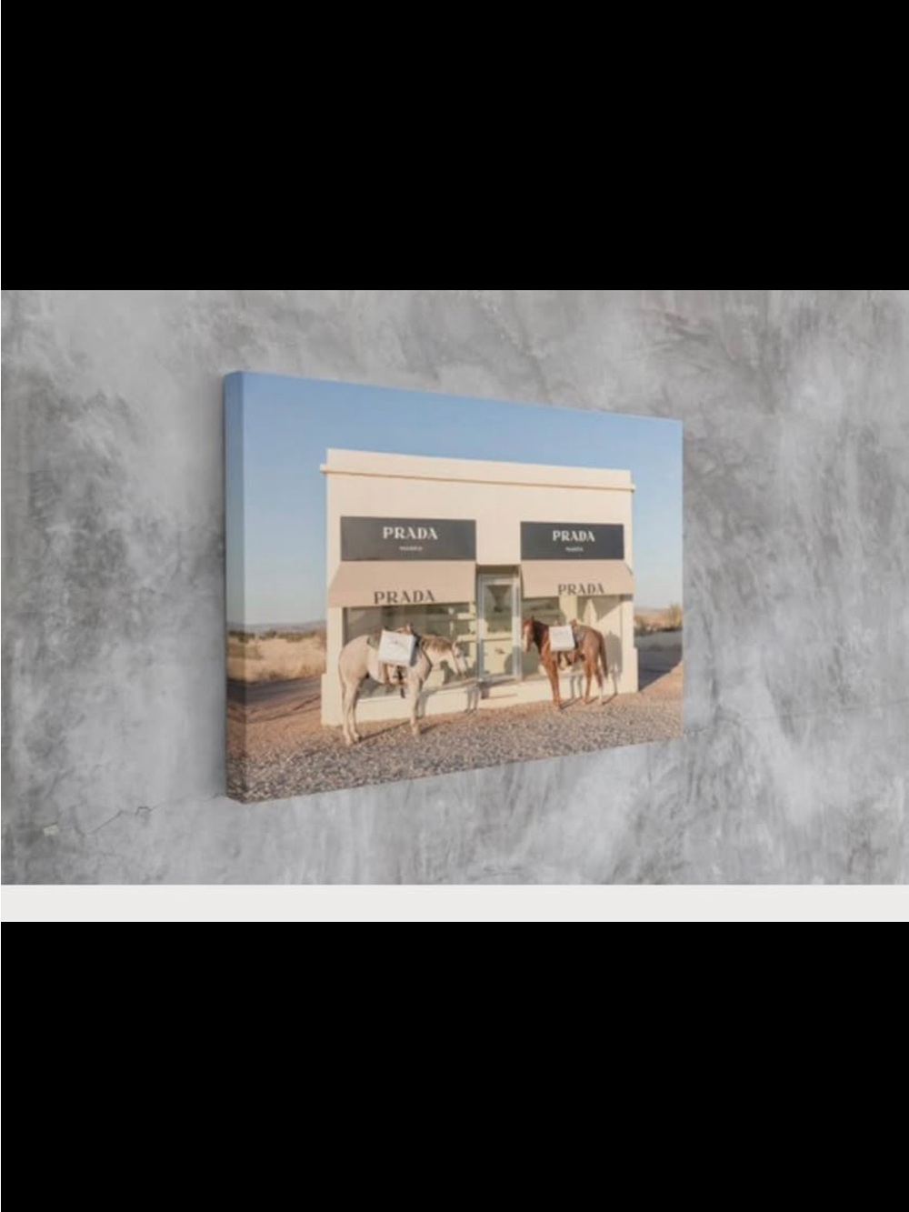 Prada Canvas Art Print in Beige and Sky Blue